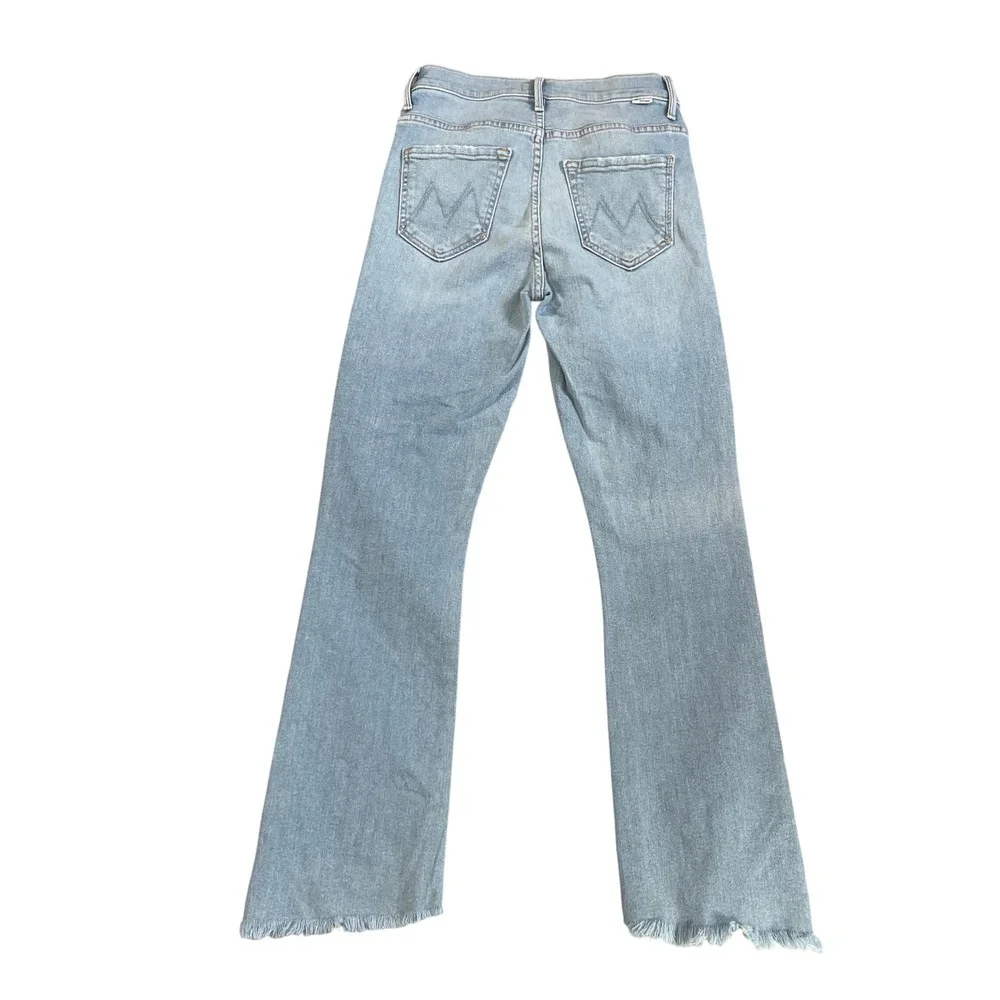MOTHER Insider Crop Step Fray High Rise Jeans Womens 24 Light Wash Fresh Catch